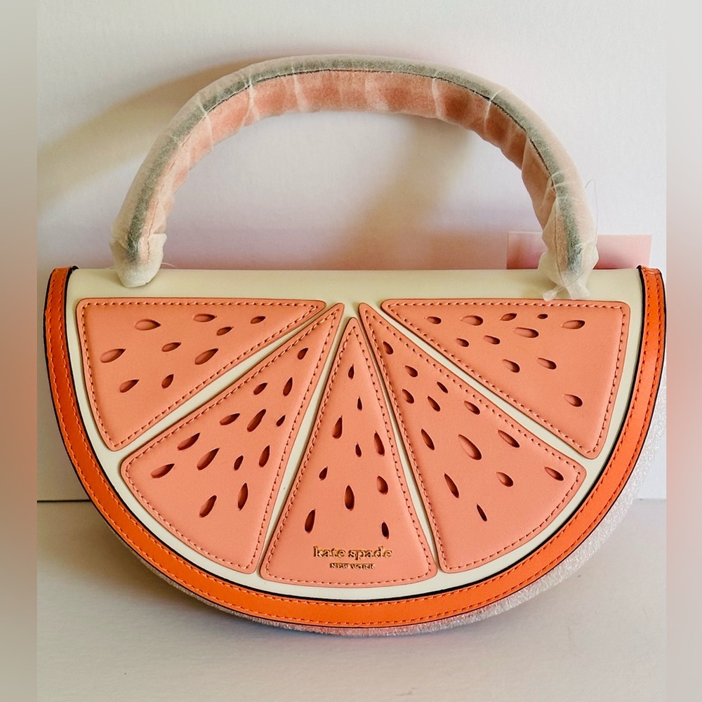NWT! Kate Spade ♠️ Squeeze Wicker 3d Grapefruit Crossbody/Top Handle Bag - Picture 4 of 10